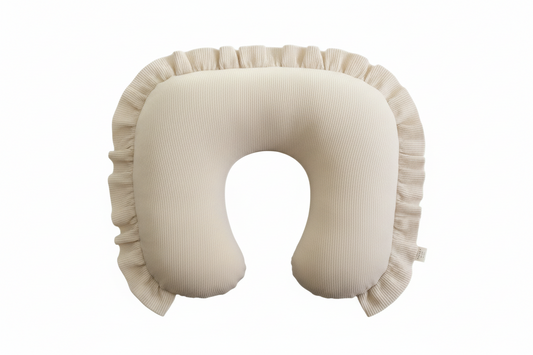 Oat Ribbed Ruffle Nursing Pillow Cover