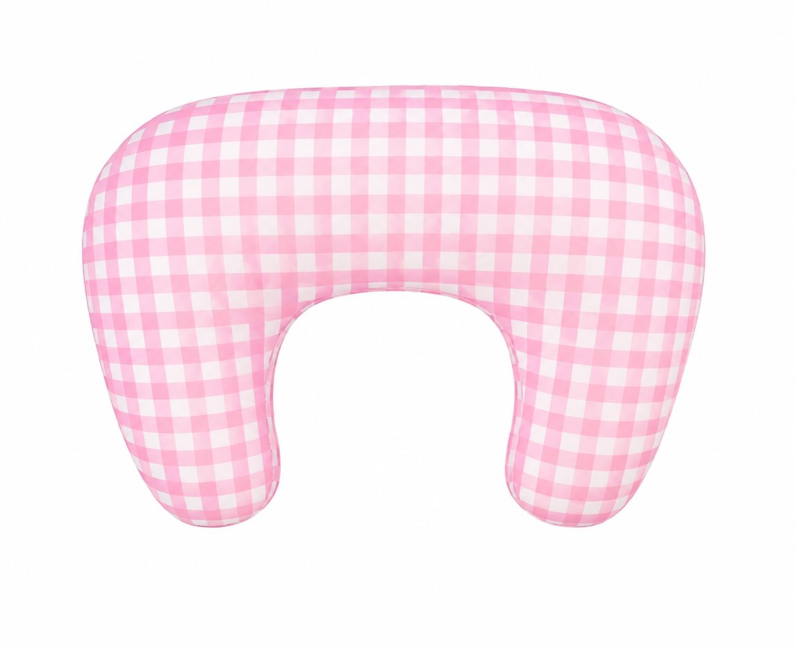 Pink Gingham Nursing Pillow Cover