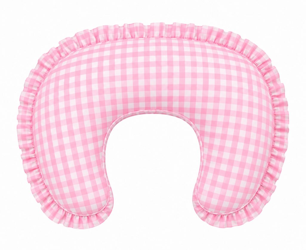 Pink Gingham Nursing Pillow Cover
