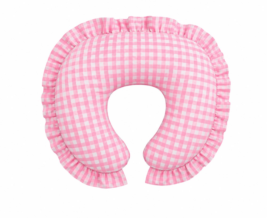 Pink Gingham Nursing Pillow Cover