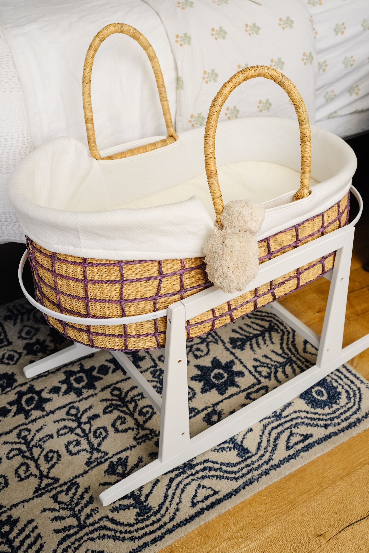 Lavender Grid<br> African Moses Basket<br>Vegan Handle