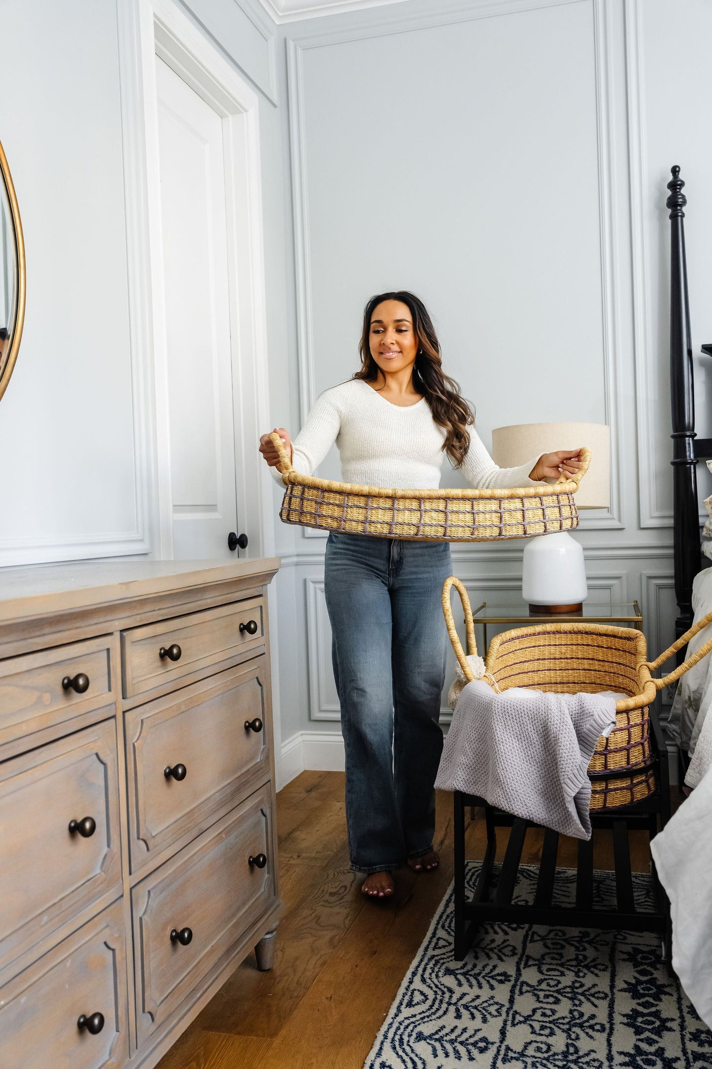 Lavender Grid<br> African Moses Basket<br>Vegan Handle
