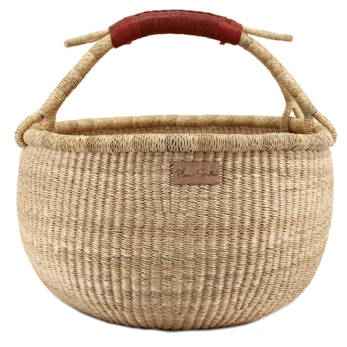 Cognac Handle<br>Large Market Basket