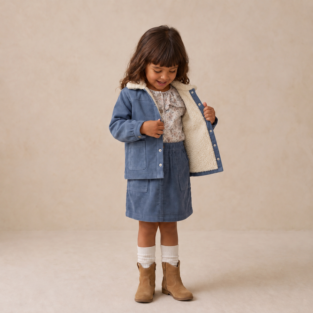Organic Corduroy Front Pocket Jacket - Navy