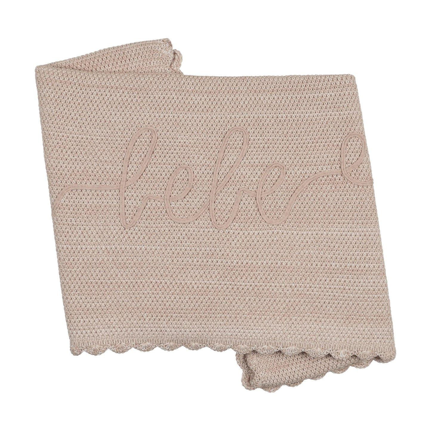 Peluche Melange Scalloped Ribbon Stitching Blanket