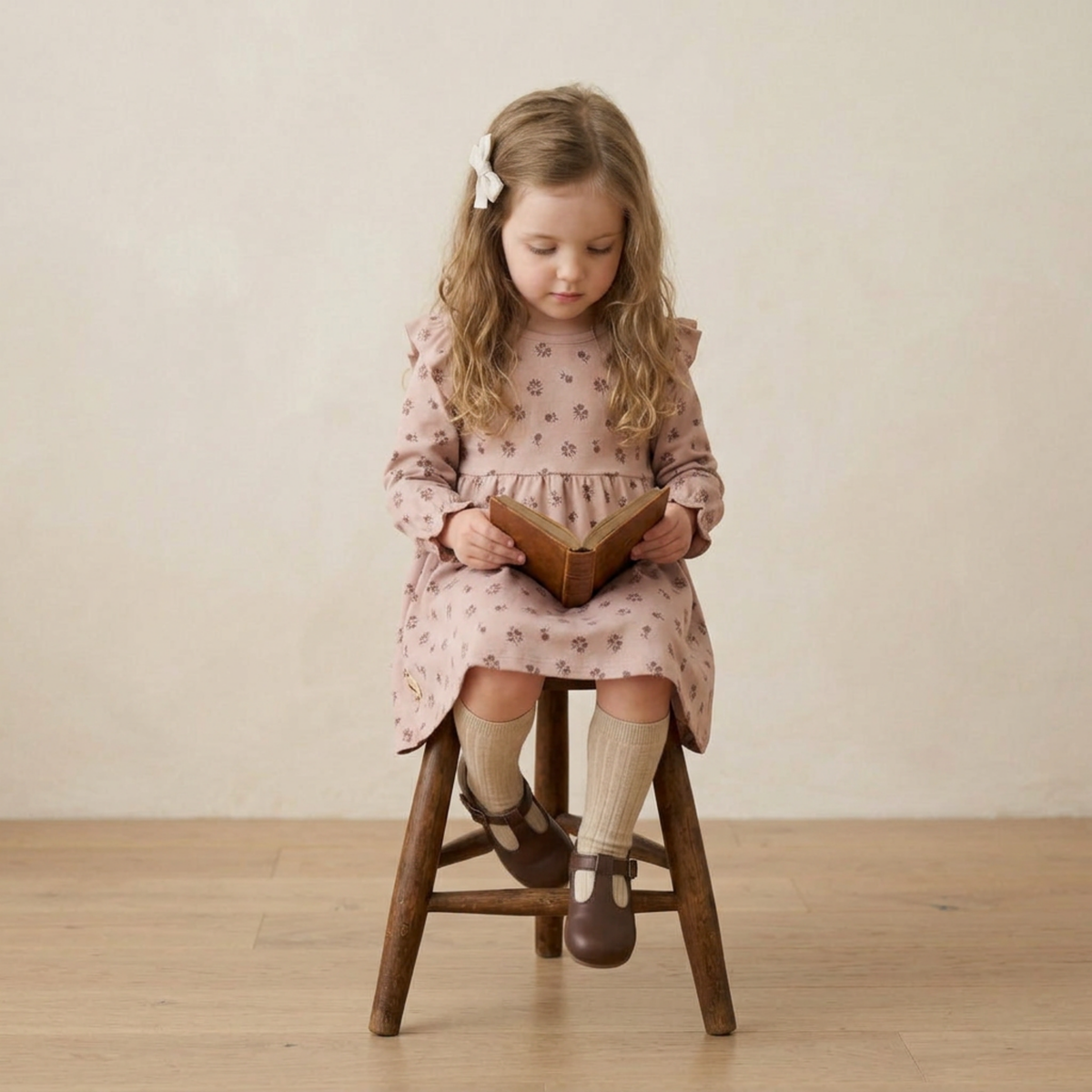 Organic Ruffle Sleeve Dress - Rosebud