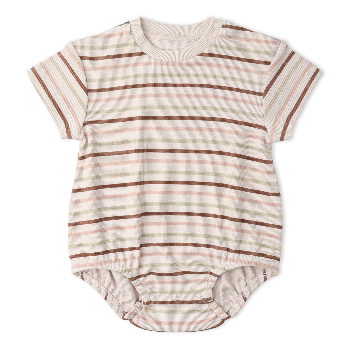 Organic Short Sleeve Bubble Romper - Terra Stripes