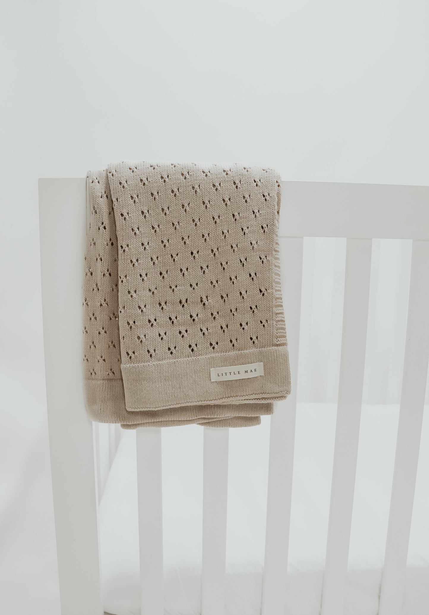 Toffee Pointelle Knit Blanket