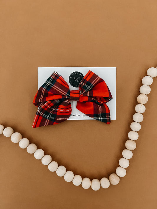 Christmas Plaid Oversized Bow Clip